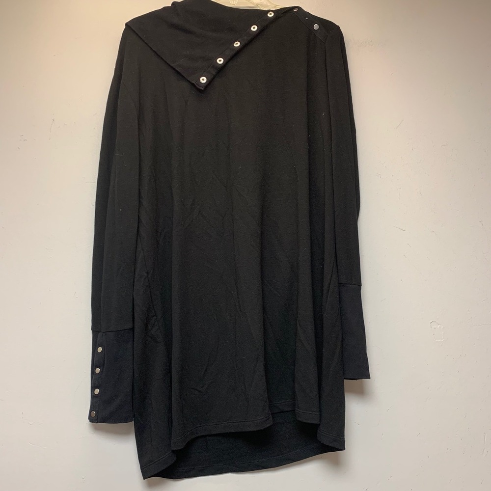 Zenergy by Chico's Tunic Top Women 3 Black Excellent Snap Neck Tunic 14397